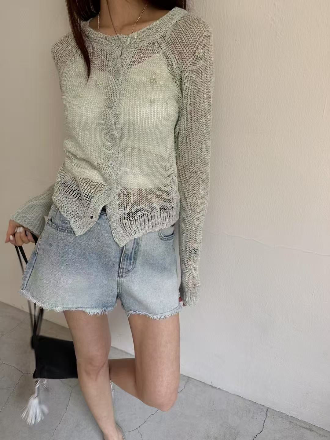 Beaded knitted cardigan