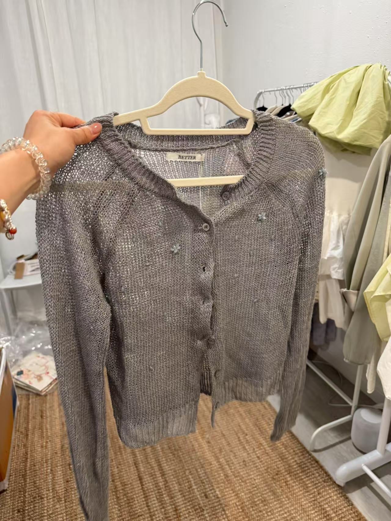 Beaded knitted cardigan