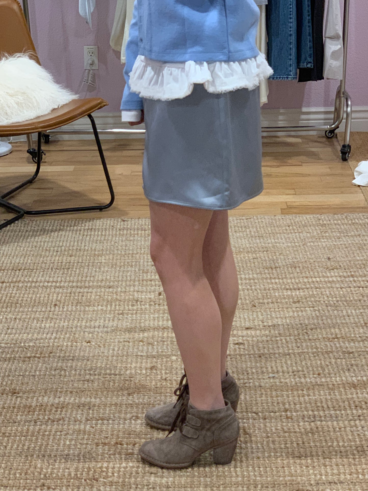 Mini skirt made from acetate fabric
