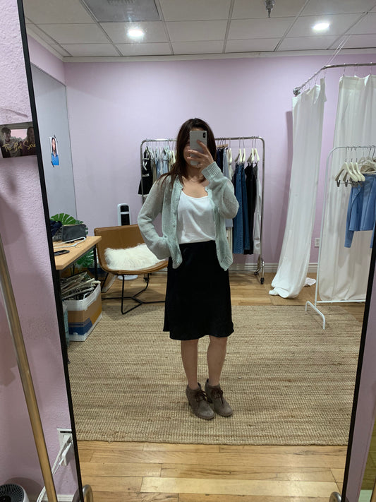 Knee-length acetate skirt