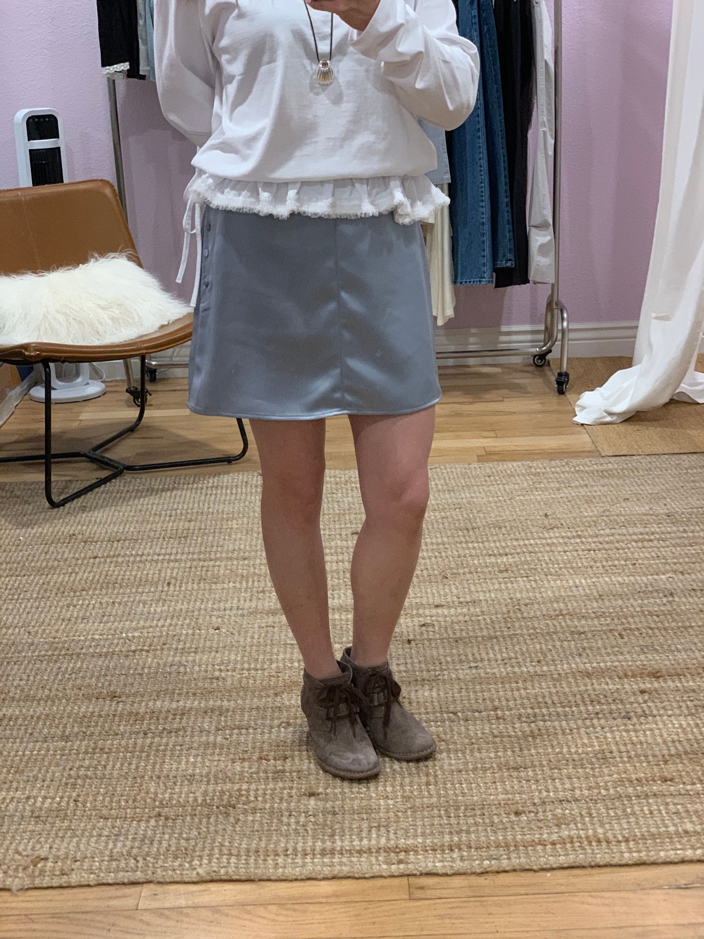 Mini skirt made from acetate fabric