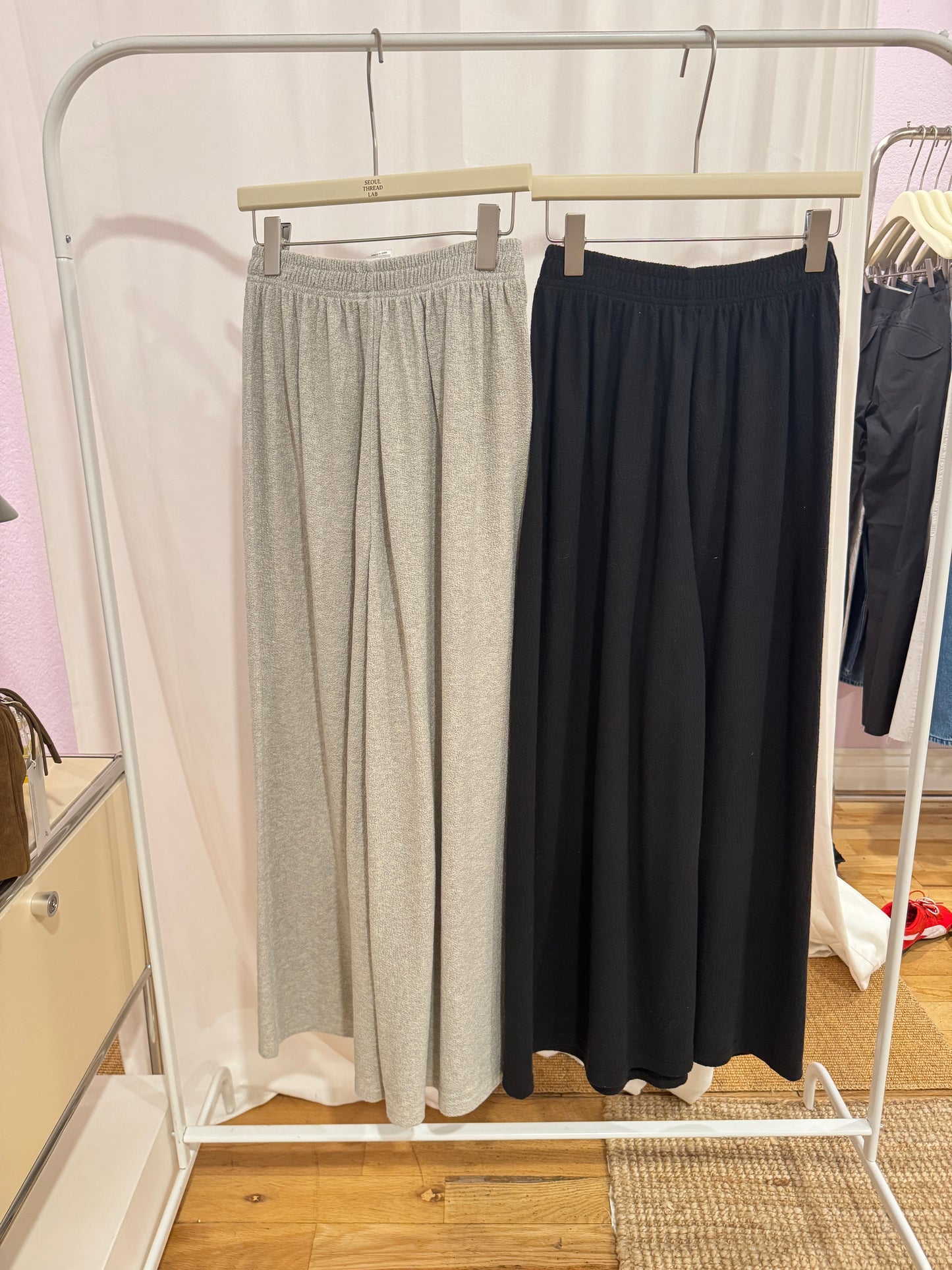 Terry cloth wide-leg pants