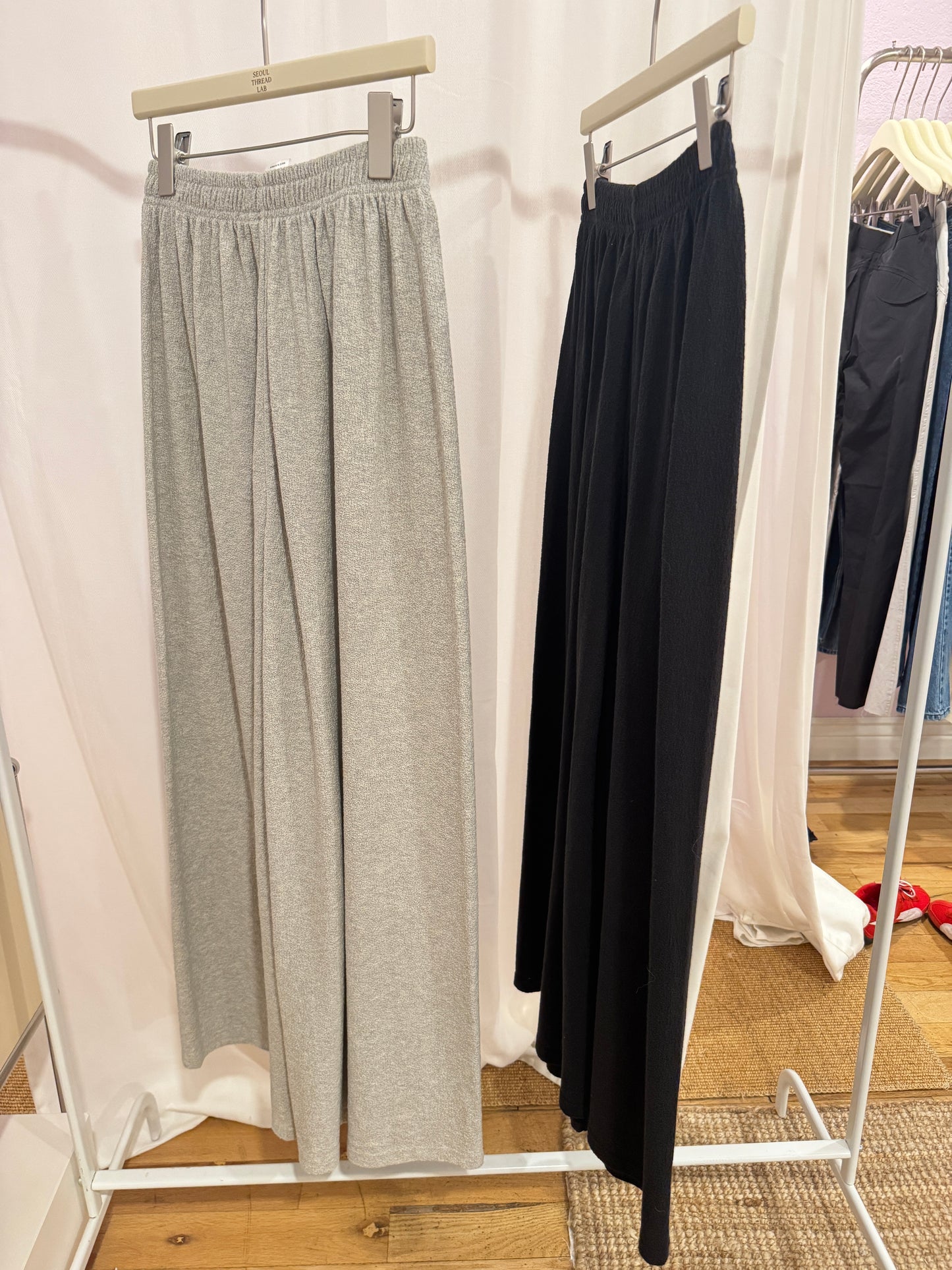 Terry cloth wide-leg pants
