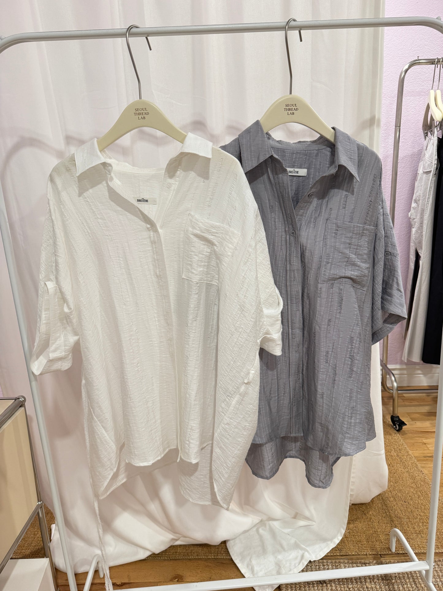 Oversized short-sleeve cotton-linen