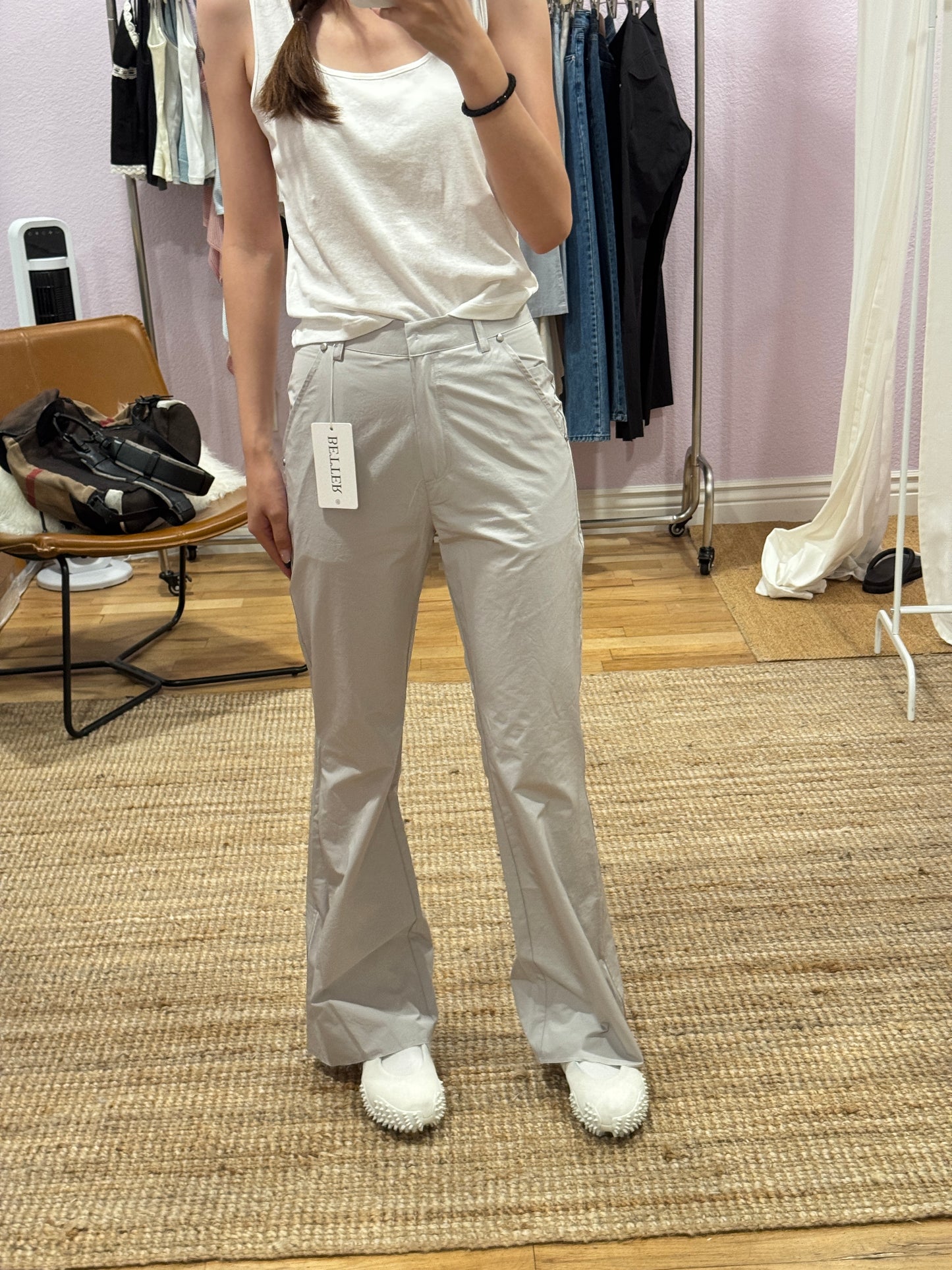 Slight flare nylon pants