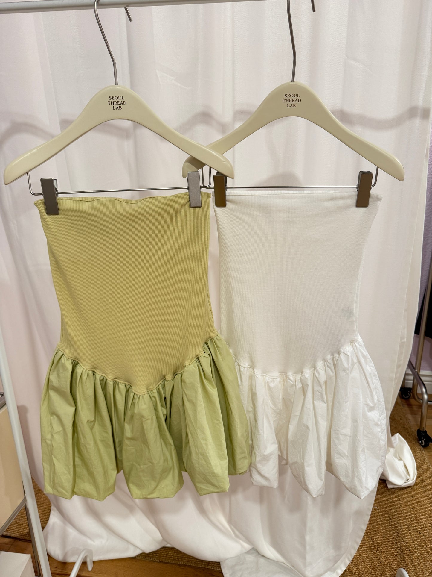 Strapless bubble skirt dress