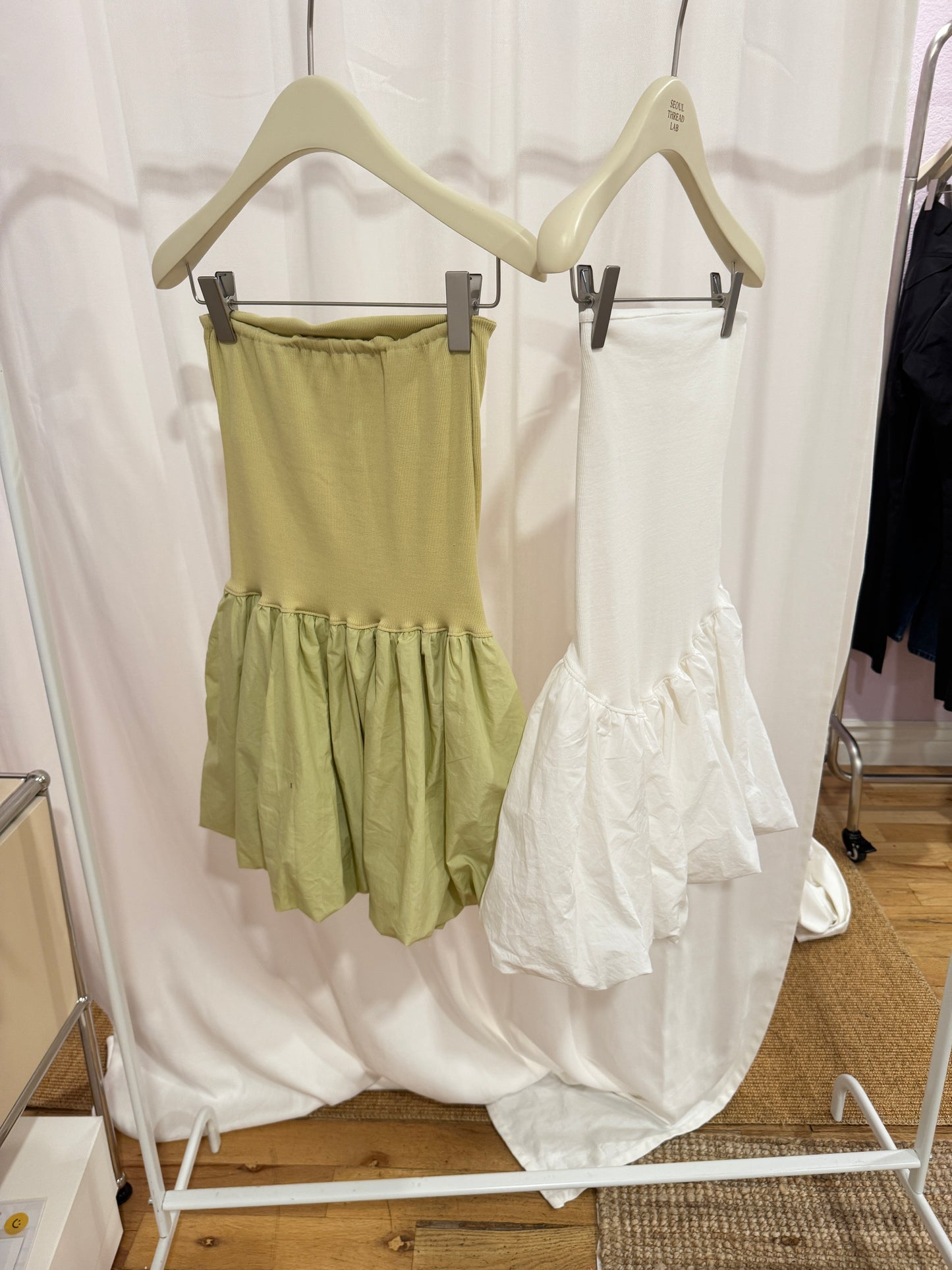Strapless bubble skirt dress
