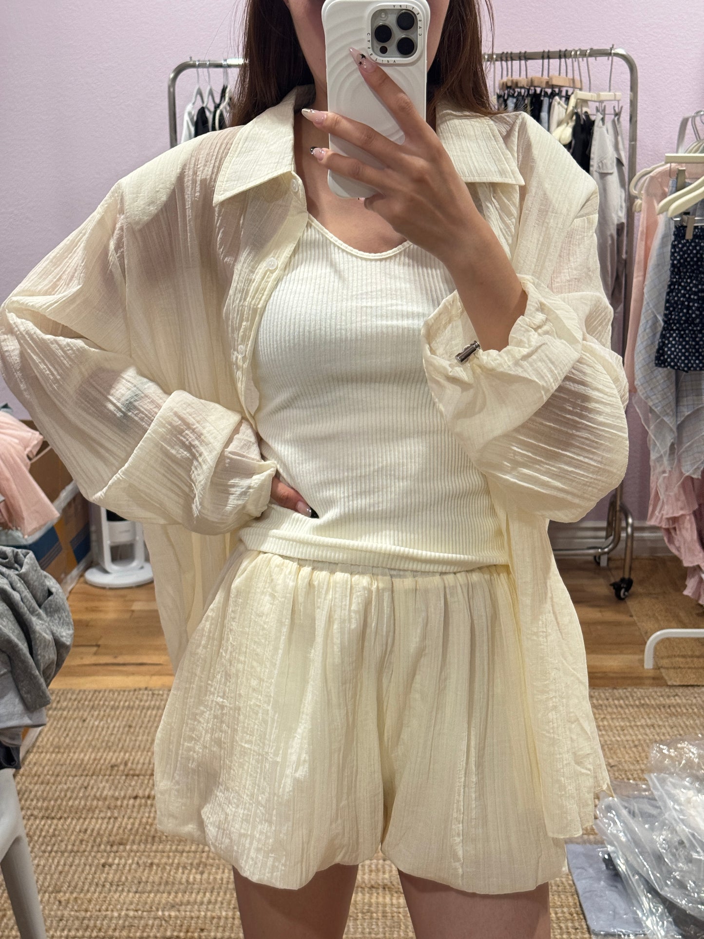 Sheer Sun-Protective Set with Balloon shorts (set)