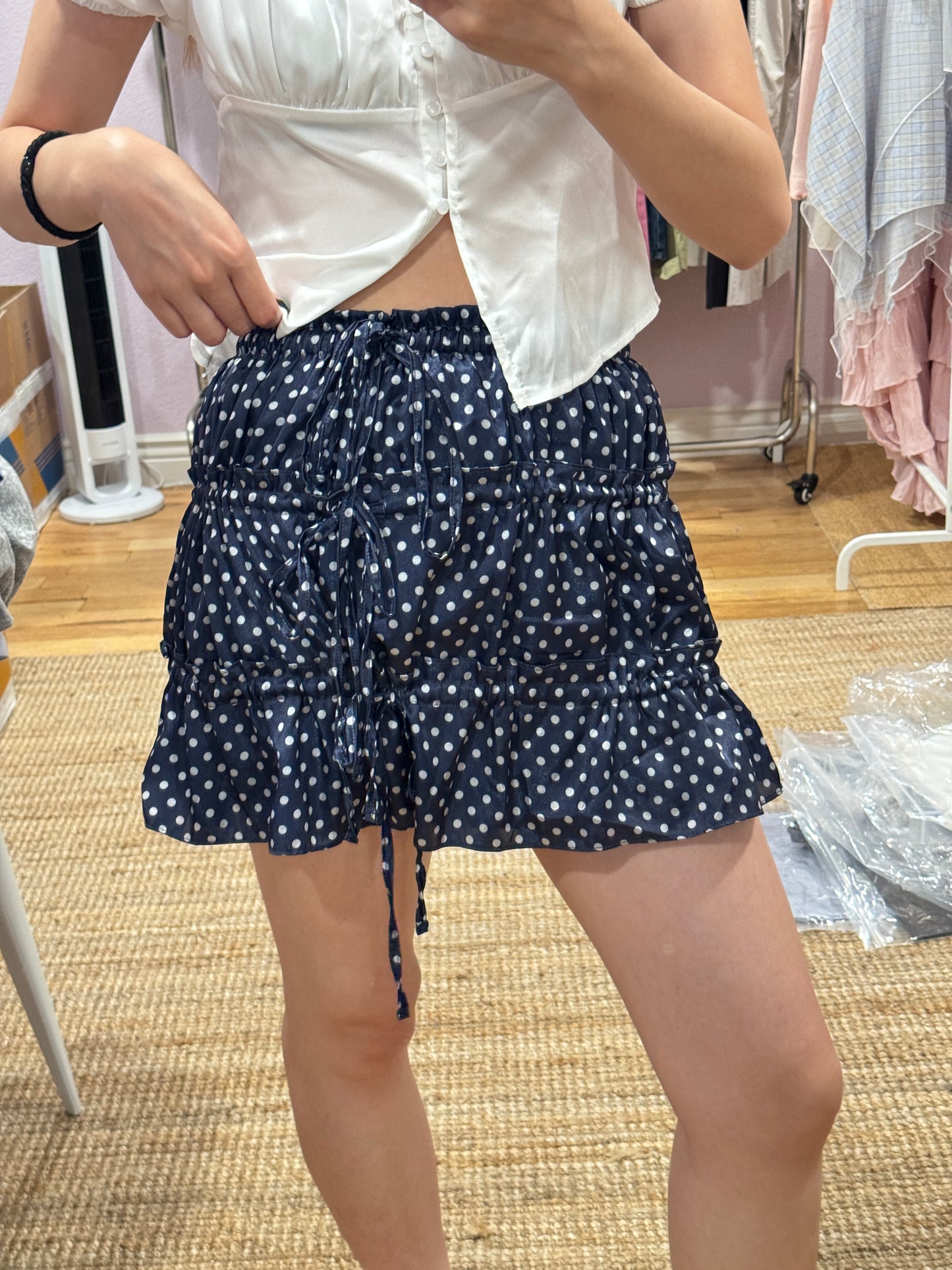 Polka Dot Ruched Skirt