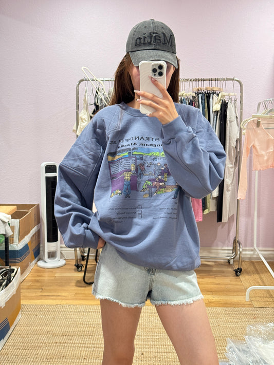 Blue Printed Sweatshirt