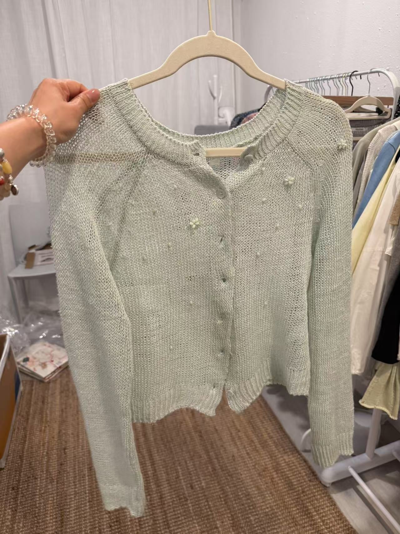 Beaded knitted cardigan