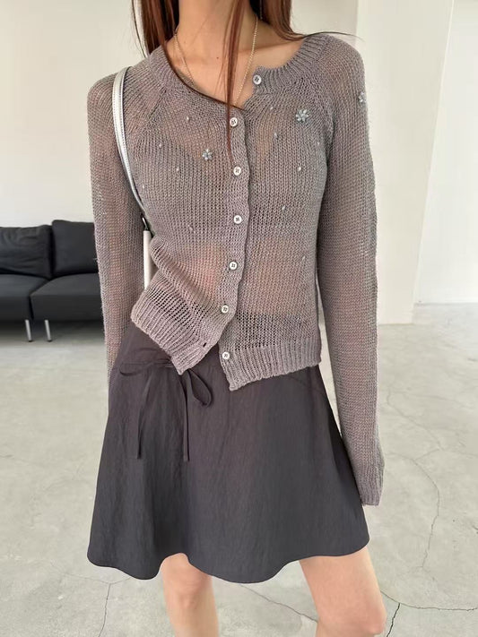 Beaded knitted cardigan