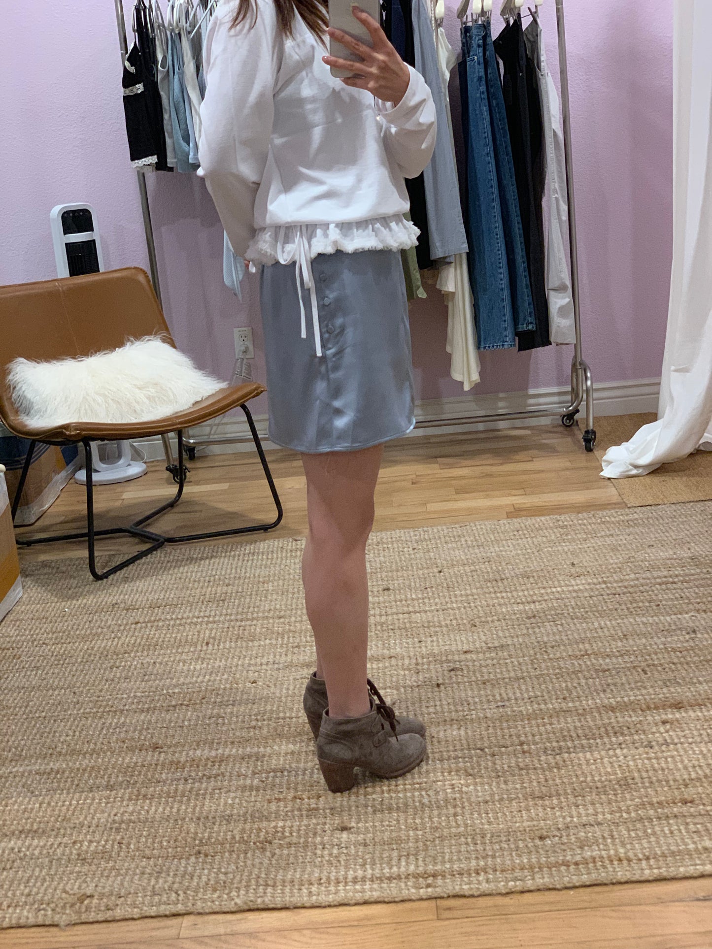 Mini skirt made from acetate fabric
