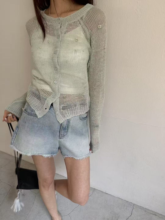 Beaded knitted cardigan