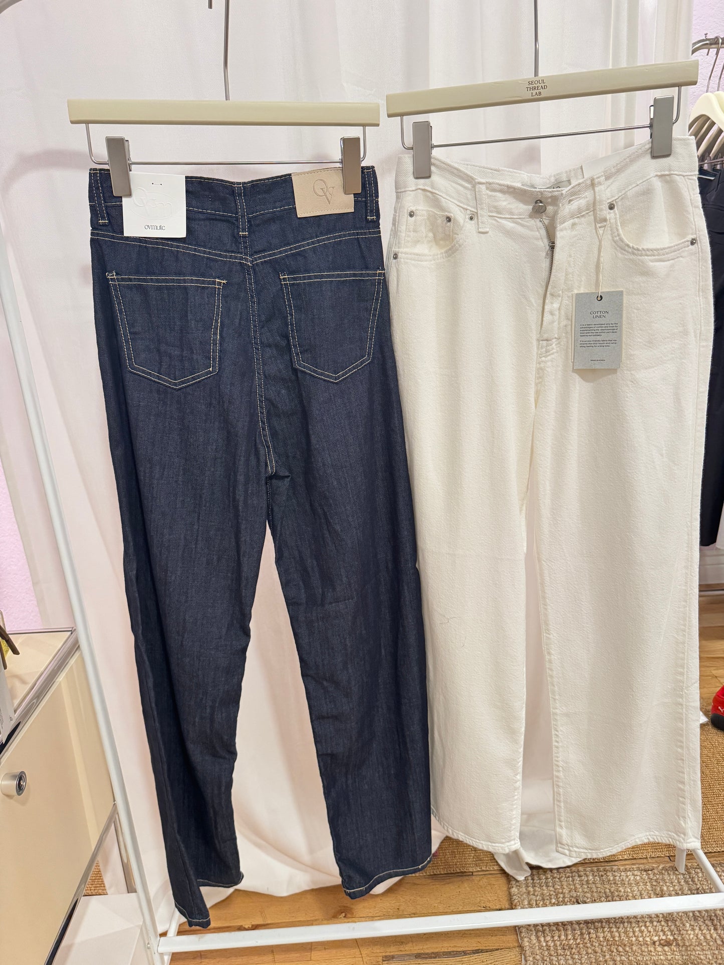 High-waisted cotton pants