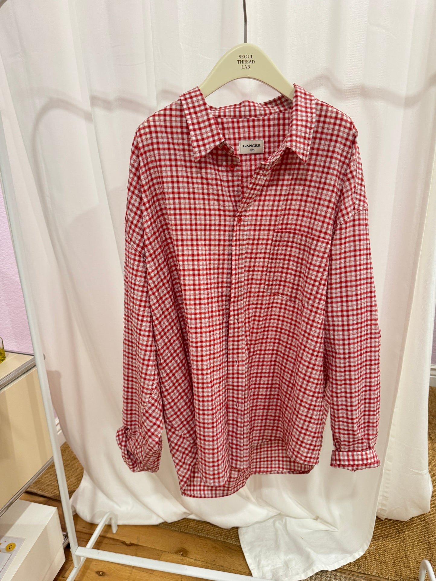 Red and white plaid shirt