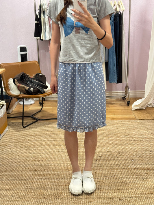 Blue polka dot midi skirt