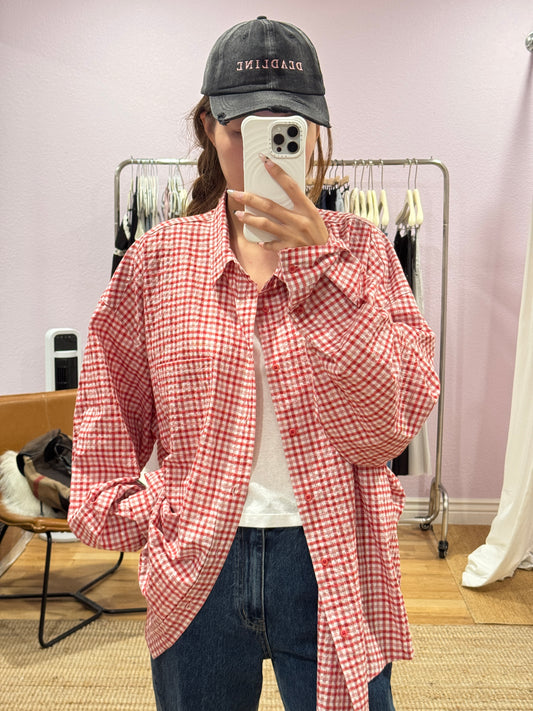 Red and white plaid shirt