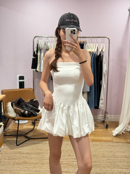 Strapless bubble skirt dress
