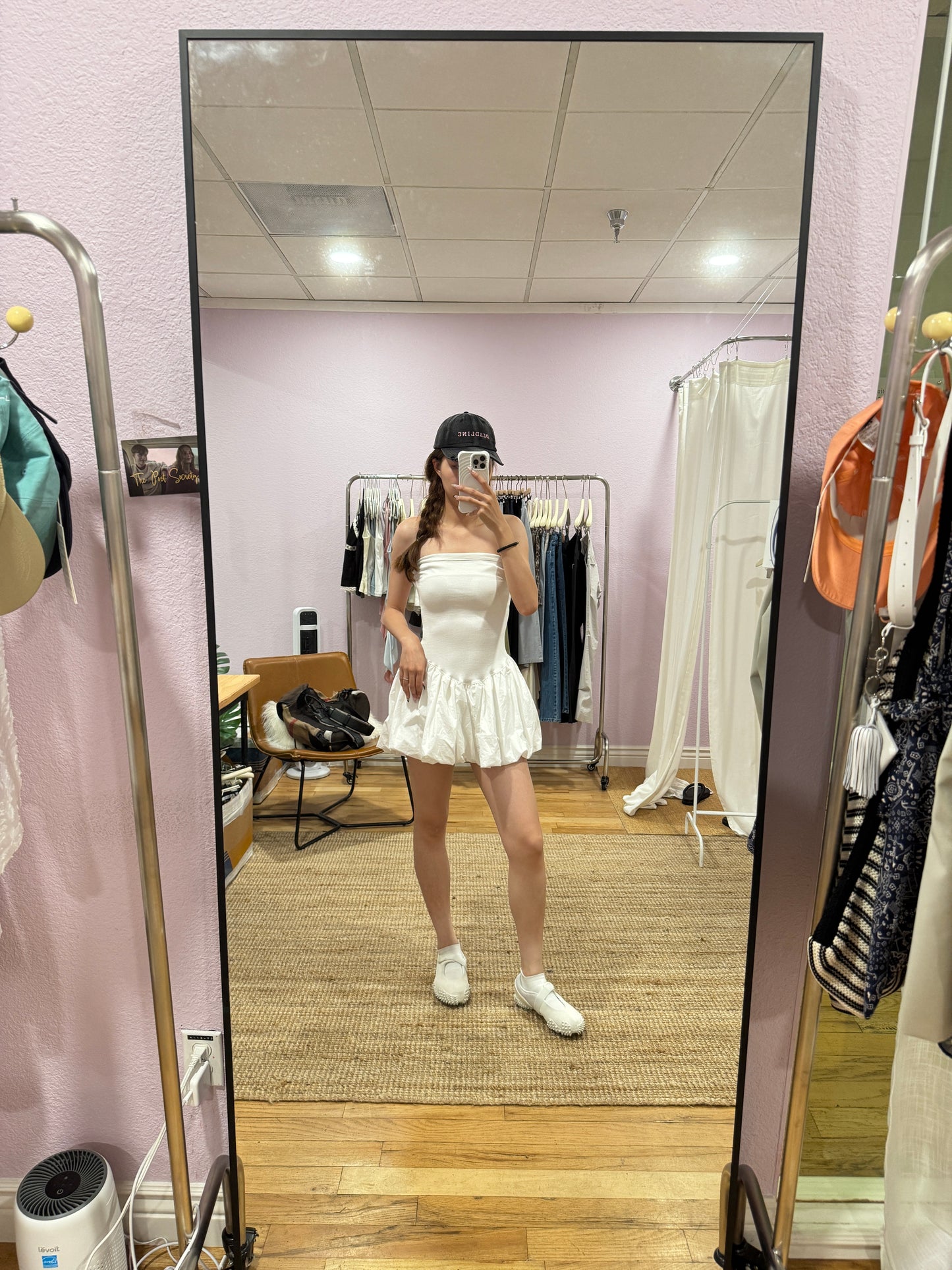 Strapless bubble skirt dress