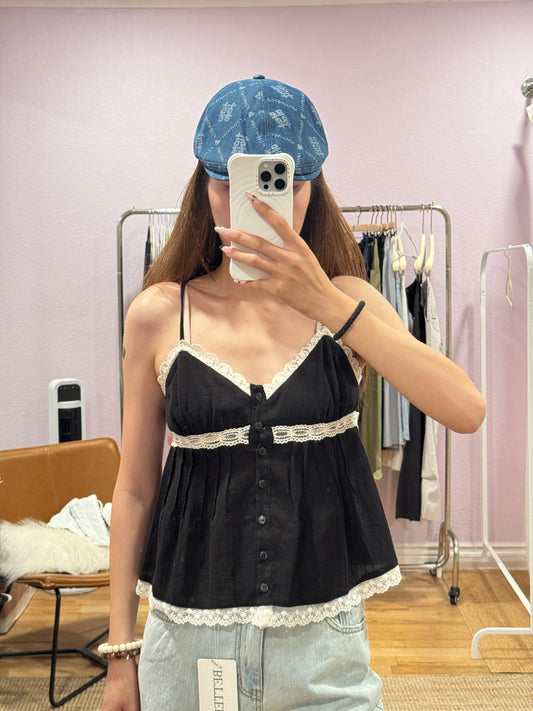Boho-style lace cami top