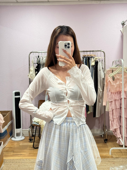 Semi-Sheer Slim Fit Long Sleeve