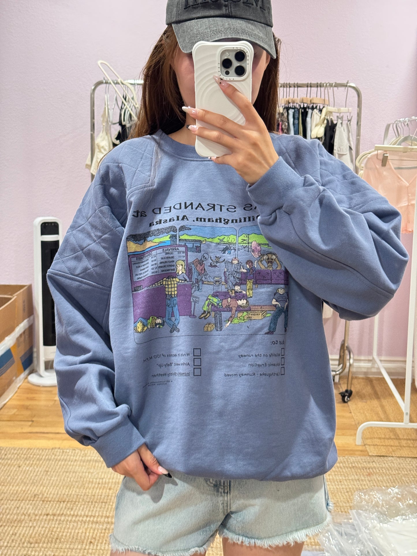 Blue Printed Sweatshirt