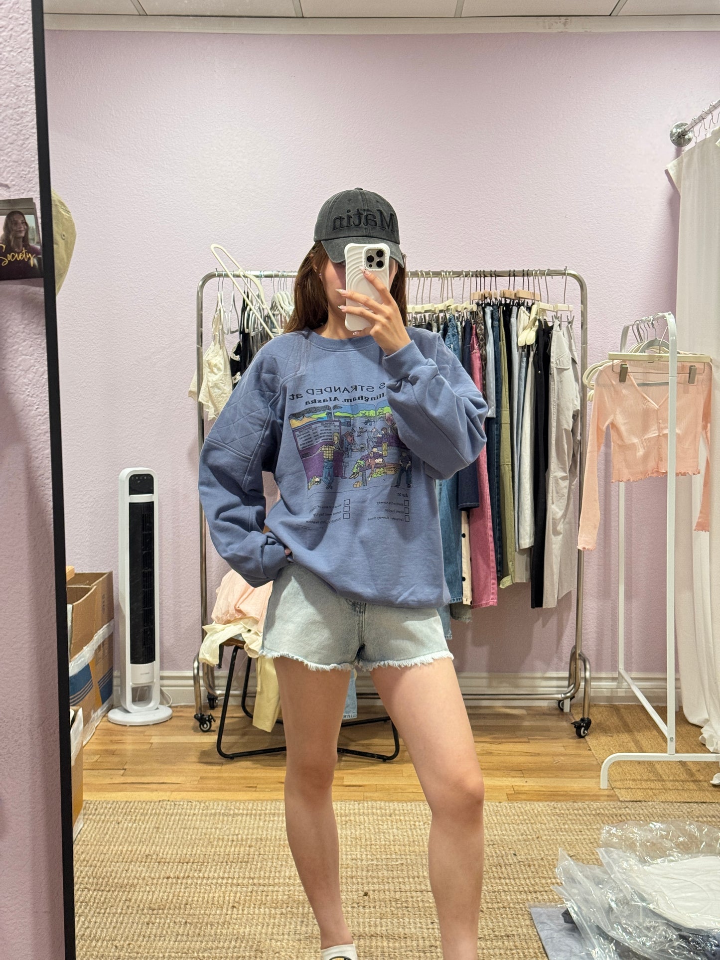 Blue Printed Sweatshirt