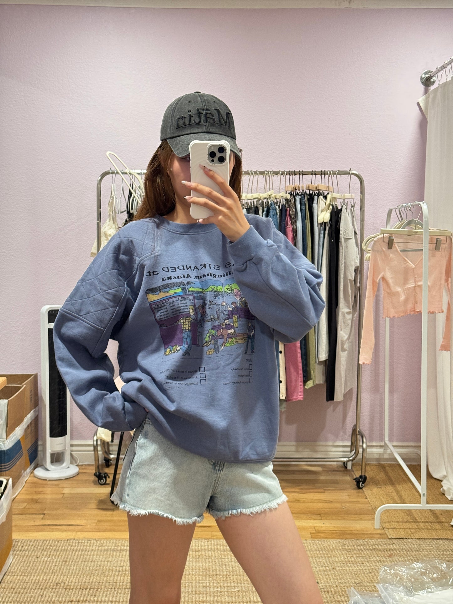 Blue Printed Sweatshirt